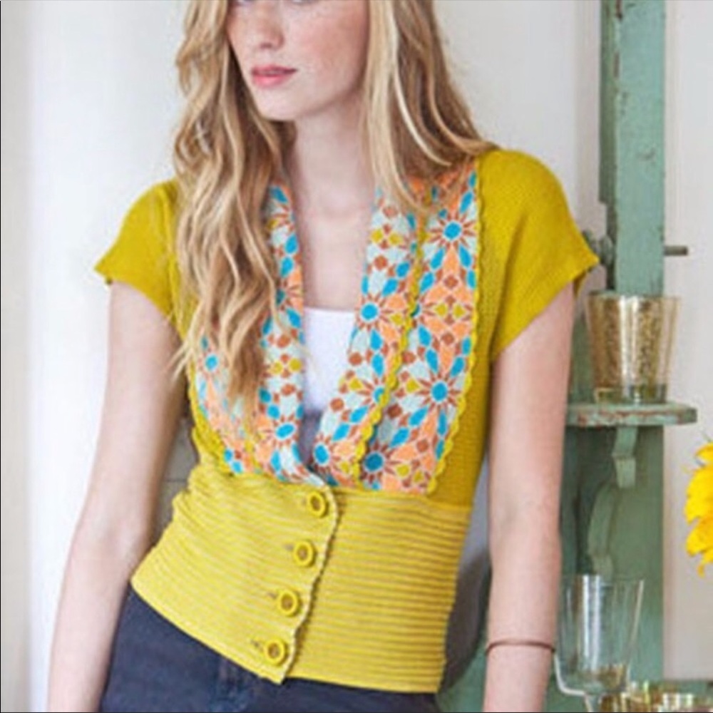 Anthropologie Yellow and Blue Blouse